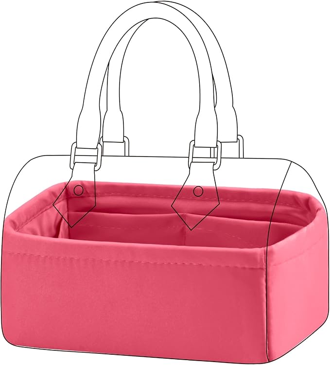 DGAZ Silk Purse Organizer Insert Fits LV Speedy 16/20/25/30/35/40/45 bags，Silky Smooth Bag Organizer，Luxury Handbag & Tote Shaper(Rose lipstick,New nano 16)