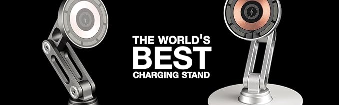 ClikDock Cell Phone Magnetic Wireless Charger Stand, 360° Spin, Aluminum Construction, Compatible with MagSafe Phones for iPhone & Andriod (White)