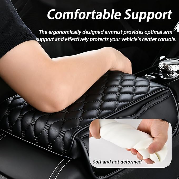Car Center Console Cover for Toyota Venza 2008-2015 2021 2022 2023 2024 2025, Thick Armrest Cushion Pad with Side Storage Pockets, Center Console Protector, Arm Rest Cover