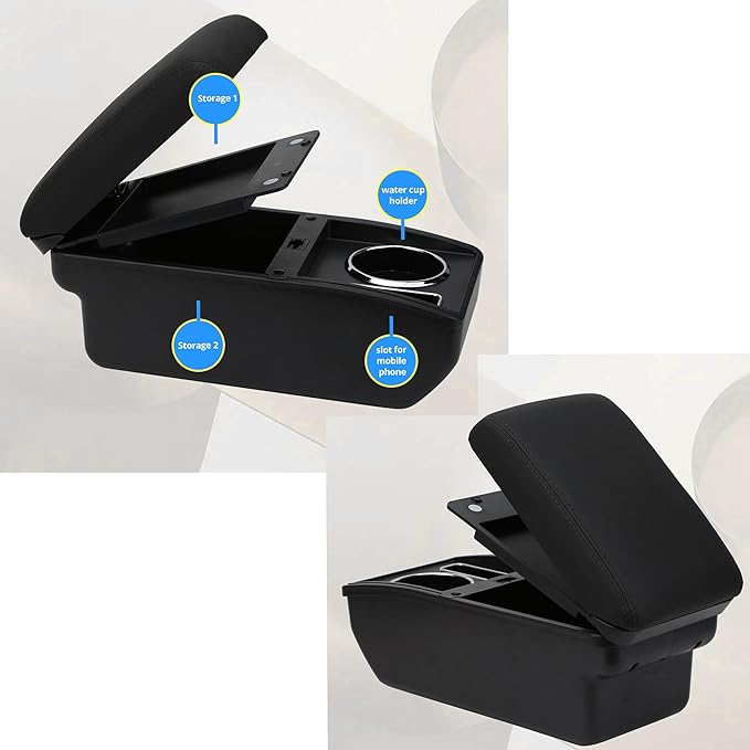 AULPHIKE Compatible with Nissan Versa Armrest 2012-2019 Center Console Organizer Armrests Double Layer Storage Space with Cup Holder