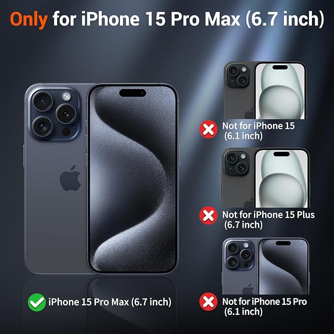 SUPFINE Magnetic for iPhone 15 Pro Max Case with Screen Protector (Compatible with MagSafe) (Military Grade Drop Protection) Translucent Matte Shockproof Phone Cover,Starry Orange