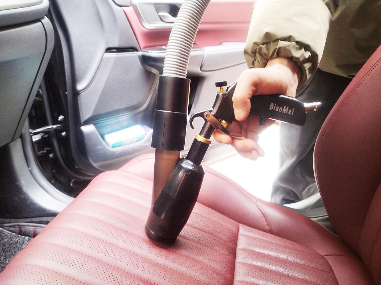 DOZIME Car Interior Detailing Air Blow Gun &vacunm Gun,Cleaning Gun Quickly Blasts Dirt and Dust from Surface Works with Air Compressor(Upgrade Aluminium Rotate Tube) 2IN1