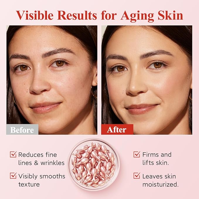 HKH Retinol Serum for Face - Anti Wrinkle Facial Serum with Vitamin C & Vitamin E, Vit A Capsule with Collagen for Women, Reduces Fine Lines, Firming Skin, Moisturise, Travel Friendly (38+38 ct)