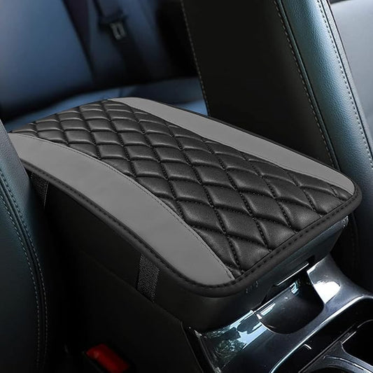 Car Center Console Cushion Pad, Armrest Cover for Car, Leather Waterproof Armrest Seat Box Cover, Auto Accessories Comfortable Arm Rest Box Cushion Pad for Most Vehicles (Gray)