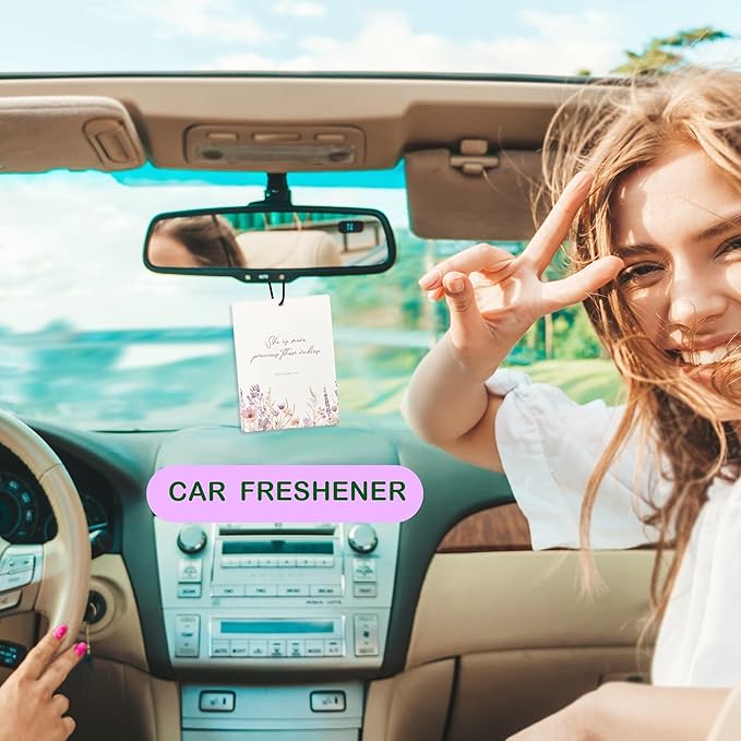 Pink Floral Christian Car Air Freshener, Bible Verses Air Freshener Hanging 3 Pcs for Cars Closet Drawer or Books, Religious Christian God Car Accessories Mirror Decor for Women