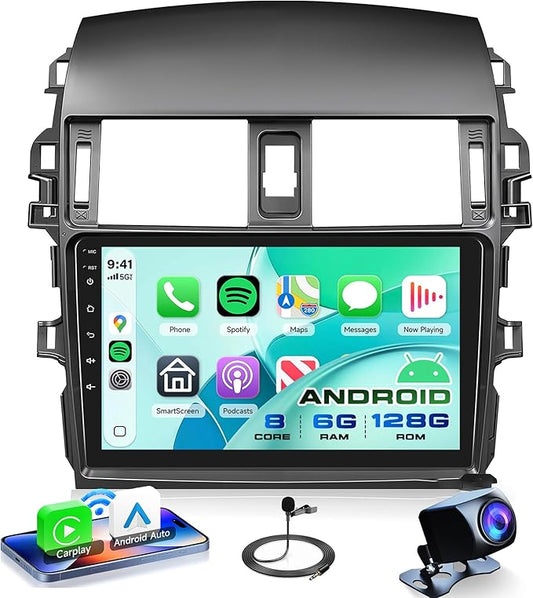 8 Core 6G+128G for Toyota Corolla 2009-2013 Android Car Stereo Carplay Android Auto, Rimoody 9 Inch for Corolla Radio GPS 4G-WiFi Bluetooth 5.0 FM/RDS DSP-36 Mirror Link Backup Camera