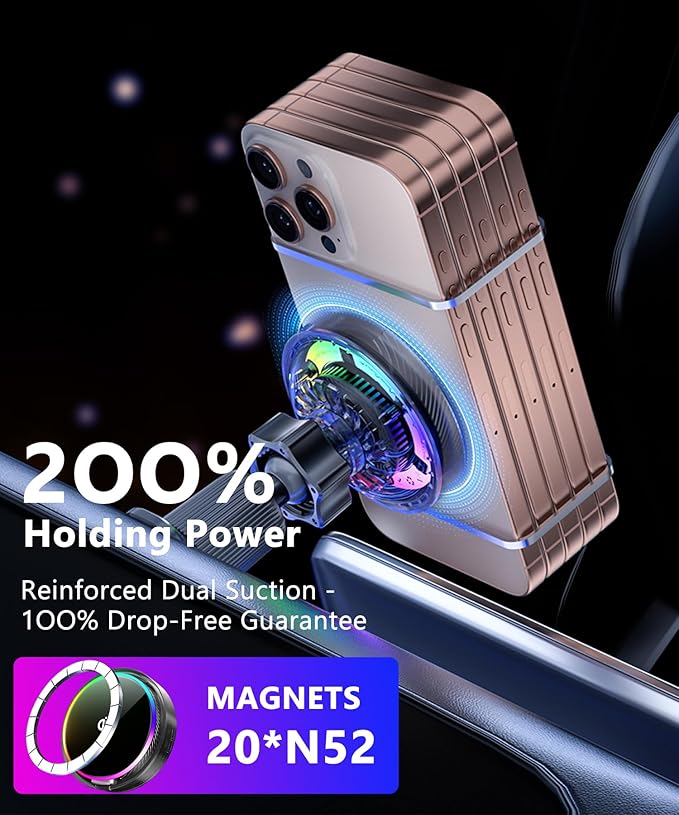 Qi2.2 25W Magnetic Car Mount Charger for 2026 Volvo XC60 Plug-in Hybrid / 2025 2026 Volvo XC90 Hybrid Accessories, for Cell Phone Holder 11.2 Inch Screen Fixed Clip with Cooling Fan