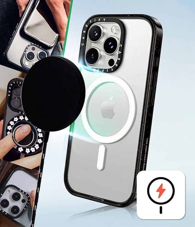 CASETiFY Impact Case for iPhone 16 Pro [Slim / 8.2 ft. 4X Military Grade Drop Protection/Compatible with Magsafe] - Cheetah Paradise Pink - Clear Black