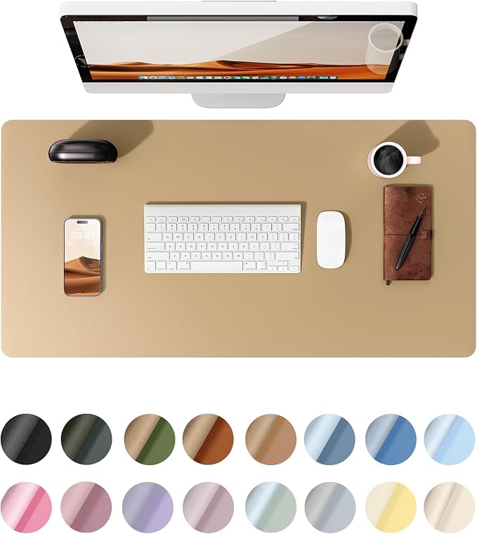 YSAGi Leather Desk Protector, Office Mat, Large Mouse Pad, Non-Slip PU Leather