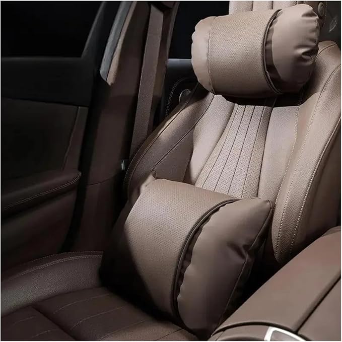 1/2PCS PU Leather Car Neck Pillow & Lumbar Support Cushion, Breathable Universal Seat Headrest Waist Pad, Soft Support Cushion for Daily Driving and Travel(B Style backrest)