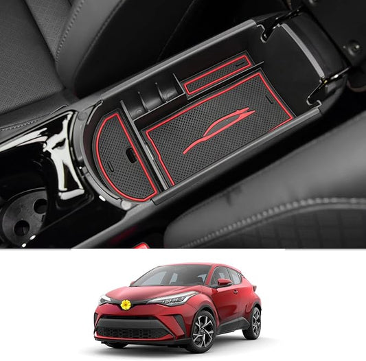 CDEFG Center Console Accessory Organizer Compatible with 2018 2019 2020 2021 2022 CHR C-HR, ABS Material Armrest Box Insert Tray (Red)