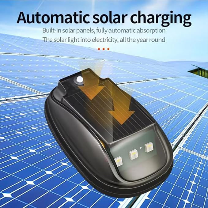 Solar-Powered Car Roof Light – Waterproof, Remote Control & Easy Installation, Solar Car Roof Light Kit, 8 Colors Wireless LED Strobe Lights with Remote Control for Trucks, Motorcycle, Vehicle (3pcs)