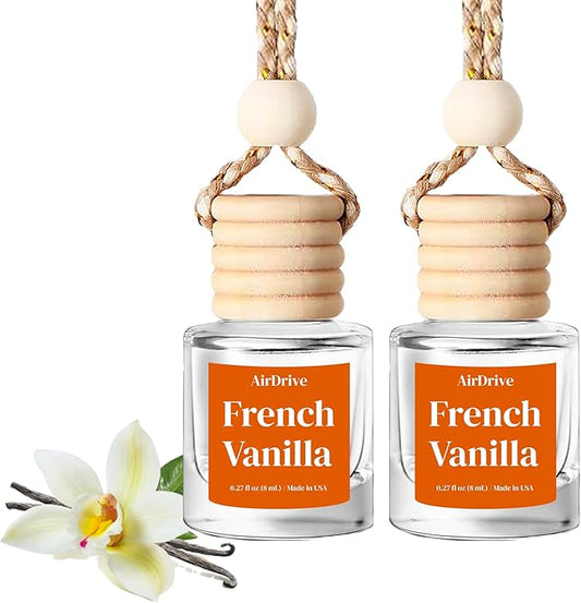 Car Air Freshener Vanilla 2 Pack Hanging Air Freshener Diffuser, Cute Car Accessories Vanilla & Cake Air Freshner for Women & Men Gift, Non-Toxic Car Scent Long Lasting Oil Diffuser, Made in USA