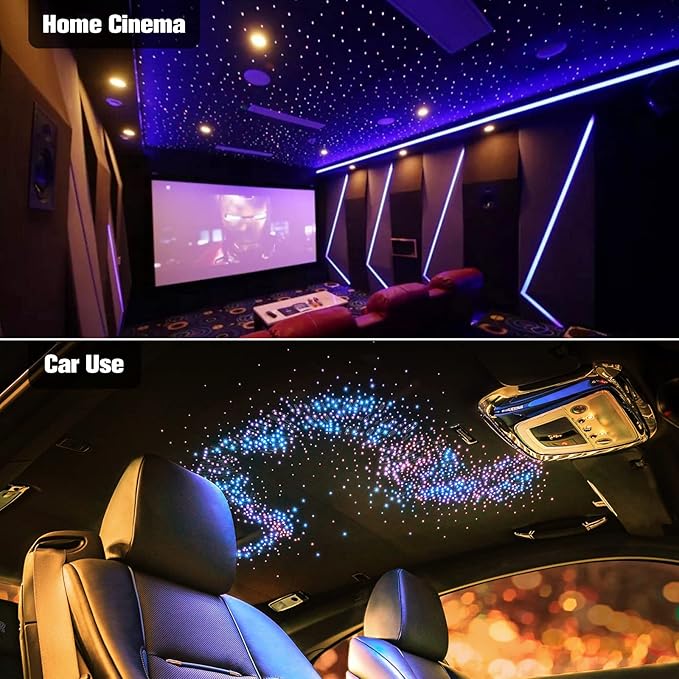 CHINLY Twinkle 550pcs 9.8ft 0.03in Fiber Optic Lights Star Headliner Kit, Music Mode Bluetooth APP Control Remote, RGBW Star Roof Lights for Home Theater/Pool Ceiling