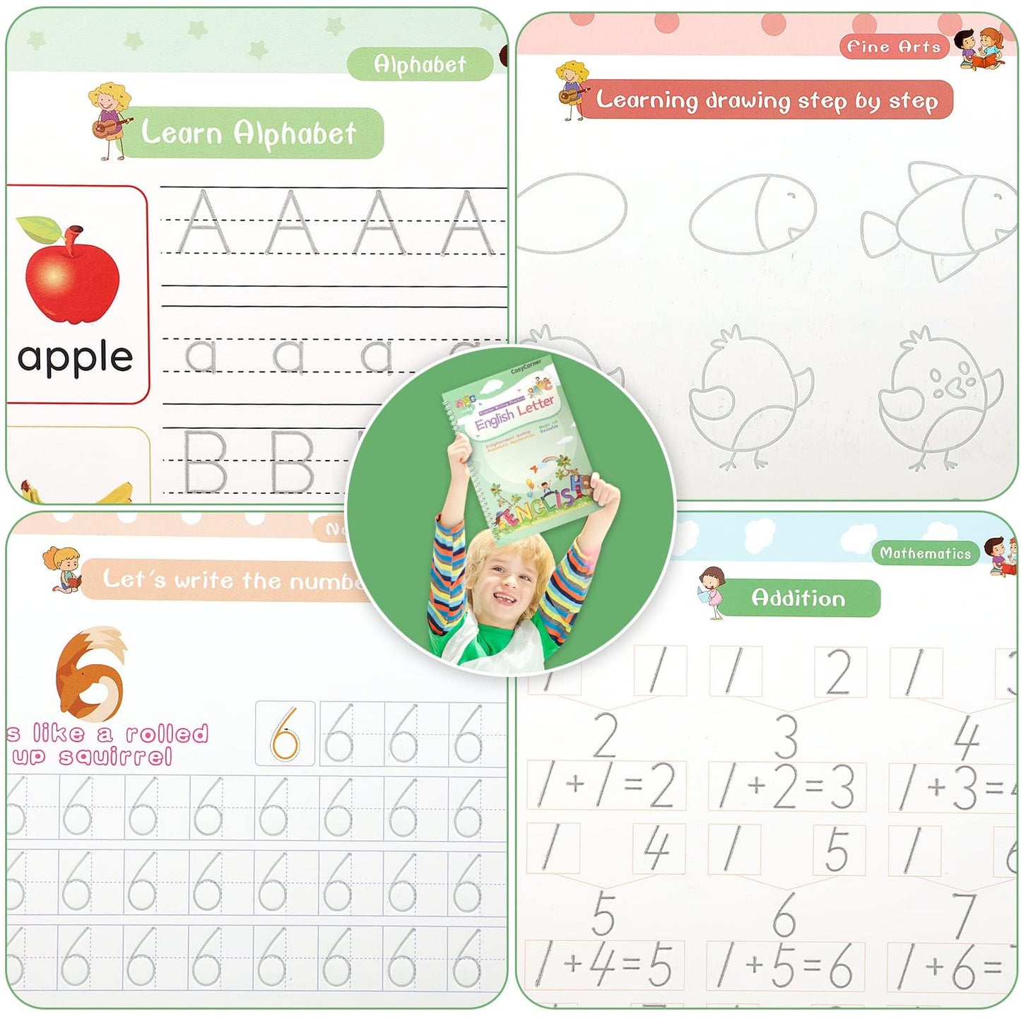 Magic Ink Copybooks for Kids Reusable Handwriting Workbooks for Preschools Grooves Template Design and Handwriting Aid (5)
