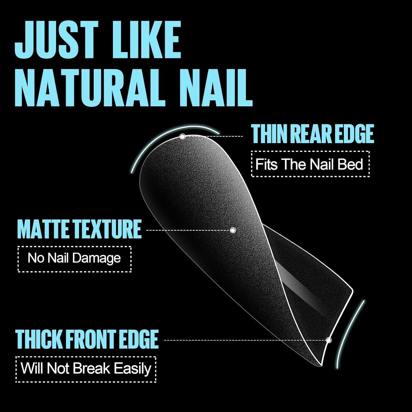 TOMICCA Medium Coffin Nail Tips 360pcs Soft Pre Shaped Gel Nail Tips 15 Sizes Full Cover Coffin Nails Acrylic Full Matte Gel Fake Nails for Soak Off Nail Extensions