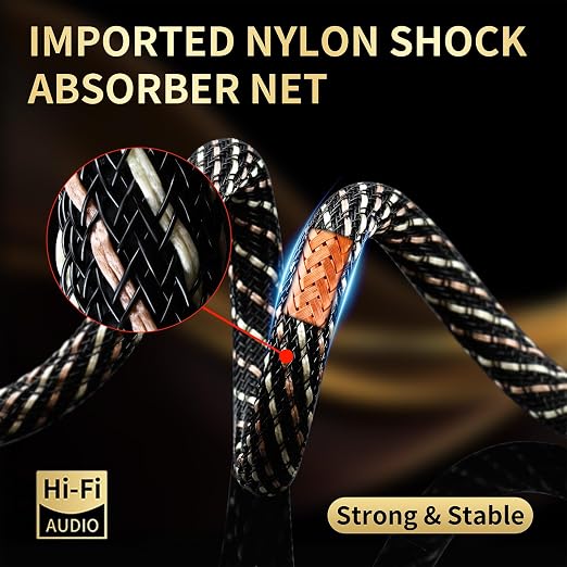 Audiophile HiFi Audio Cable–3.5mm to 3.5mm, 6N OFC Core, 24K Gold-Plated Plugs