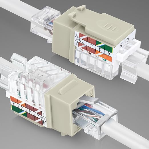 Everest 45° Angled RJ45 Cat6 Keystone Jacks 50-Pack in Ivory