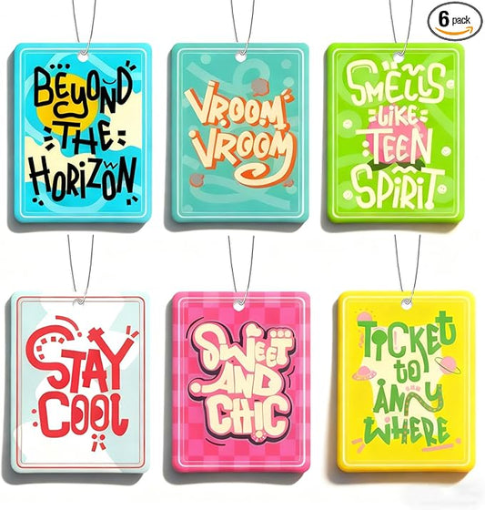 6 Pack Car Air Freshener Hanging Cute Car Accessories For Women Automotive Air Fresheners Stay Cool Car Accessories for Teen Girls Ocean Scent Small Gifts for New Car Owner Teen