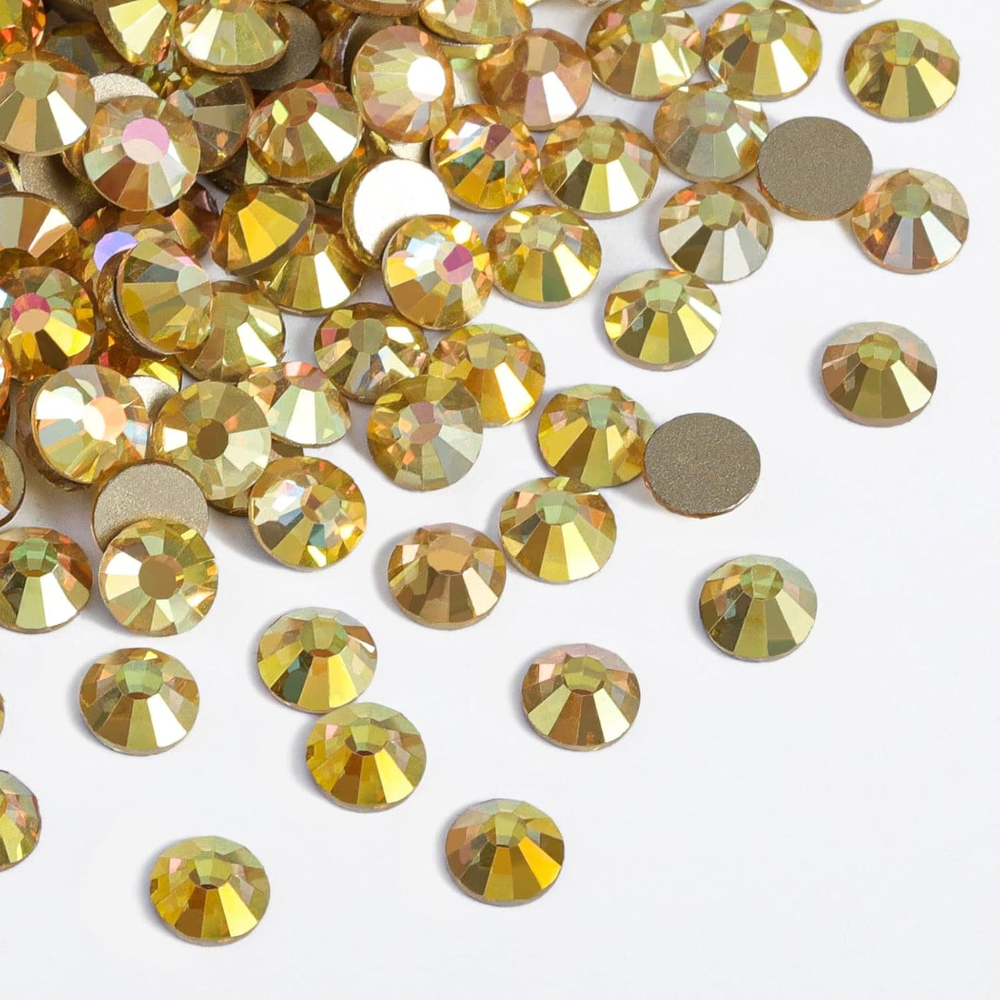 beadsland Flat Back Crystal Rhinestones Round Gems for Nail Art and Craft Glue Fix, Metal Sunlight (2.9-3.0mm) SS12/1440pcs