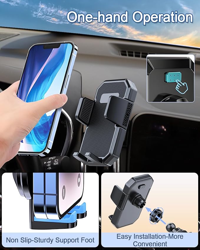PZK Car Phone Mount for Mazda CX-5 CX5 2017 2018-2023 2024 2025 Accessories Custom Air Vent Car Phone Holder Auto Lock Hands Free 360° Rotation Cell Phone Automobile Cradles for iPhone Samsung