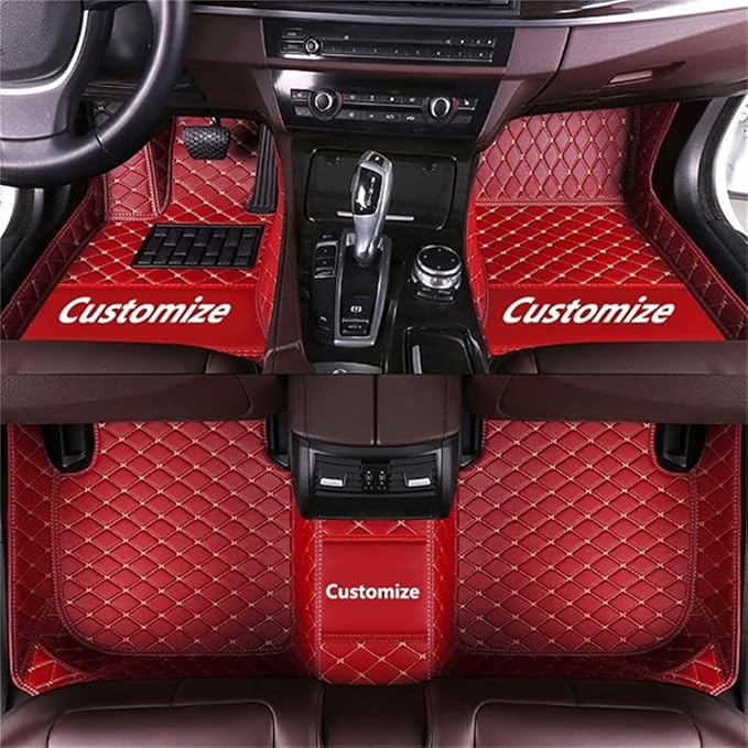 Custom Car Mats All Weather Fit Automotive Floor Mats PU Leather Protector Mat for Most Sedan, SUV, Truck Floor Mats(red)