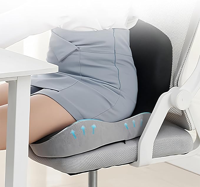 Back and Seat Cushion, Car Seat Cushion for Cars with Lumbar Support,Seat Cushion for Truck Driver, Ergonomic Memory Foam Non Slip Seat Skin with Back Support for Office Chair, Car Seat(D Type)
