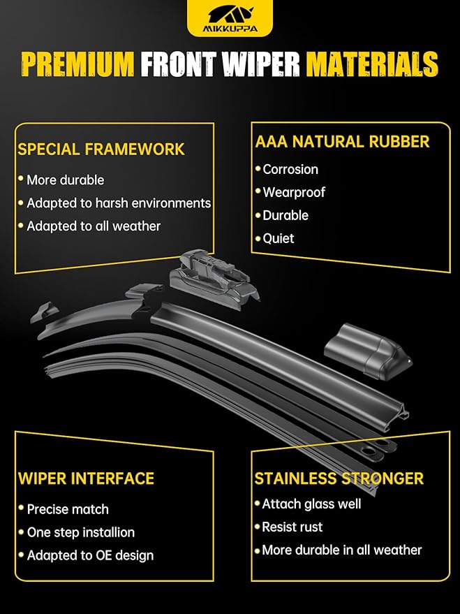 MIKKUPPA 24"/20"/12"/12" Windshield Wiper Blades Replacement for 2020-2024 Ford Escape - Original Factory Quality Front and Rear Wipers Blade Set for My Car - (Pack of 4) Pinch Tab