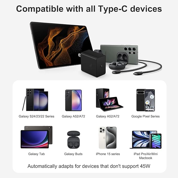 USB C Charger Type C Charger Fast Charging 10FT 45W Samsung Chargers 2-Pack with iPhone Air/17/17 Plus/17 Pro/17 Pro Max/16/16 Plus/16 Pro/16 Pro Max/15/15 Pro Max/iPad Pros/Galaxy S25 S24,Android