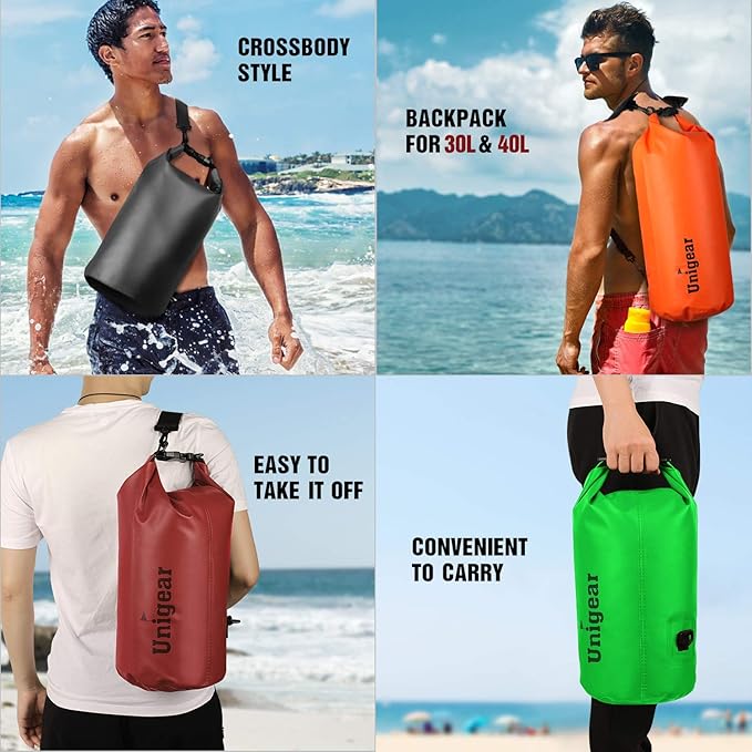 Unigear Dry Bag Waterproof, 2L/5L/10L/20L/30L/40L Floating and Lightweight Bags for Kayaking, Boating, Fishing, Swimming and Camping with Waterproof Phone Case