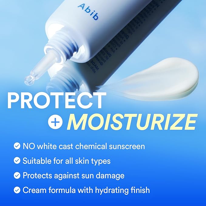 Abib Watery Hyaluron Sunscreen Moisture Tube Broad Spectrum SPF 30 1.69 fl oz / 50ml | Korean Suncreen Suncare Sunblock No White cast Reef Safe Hyaluronic Acid Niacinamide Vitamin C Collagen