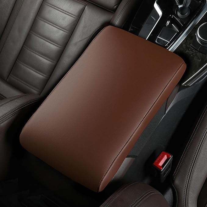 Car Armrest Cover Pad for BMW X3 E83 2004 2005 2006 2007 2008 2009 2010 Premium Leather Center Console Armrest Cushion Pad Anti-Scratch Waterproof Auto Interior Accessories Light Brown