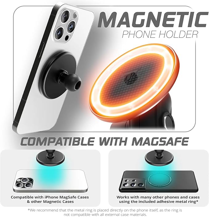 Tackform Link Vent Phone Mount Compatible with 2016-2023 Toyota Tacoma and 2014-2021 Toyota Tundra | Aluminum | Zero Slip | Compatible with MagSafe | Universal Magnetic Holder | 2" Arm | Orange Knob
