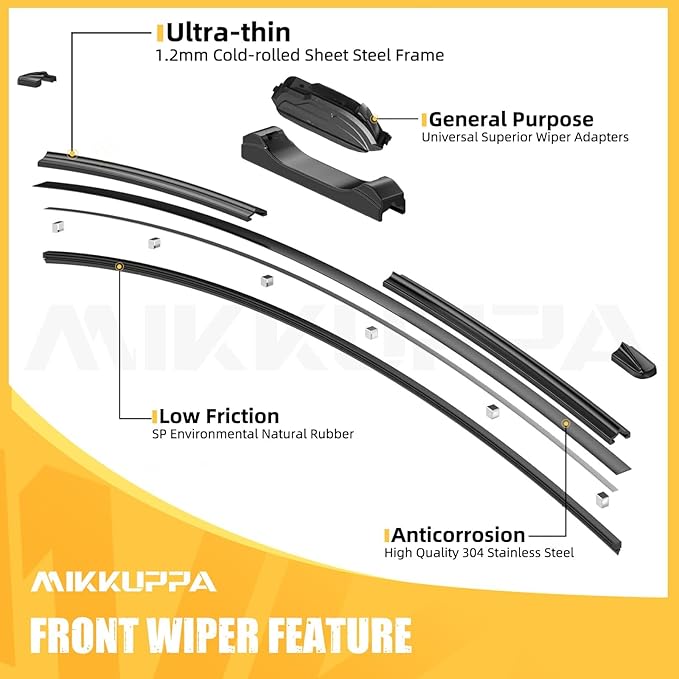 MIKKUPPA 26"+18"+14" Windshield Wiper Blades Replacement for 2014-2023 Jeep Cherokee, Front & Rear Wiper Blades Set, Durable Stable Quiet All Season (Pack of 3)