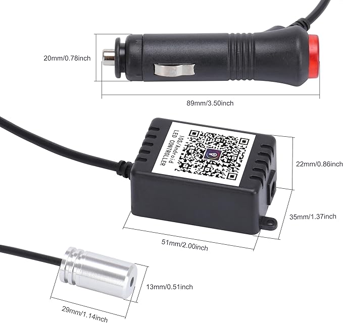 4 Meters Optic Fiber Car Ambient Lighting with Bluetooth App Control 64 Colors Multicoloured Music Interior Lighting Kit DC 12V 1W