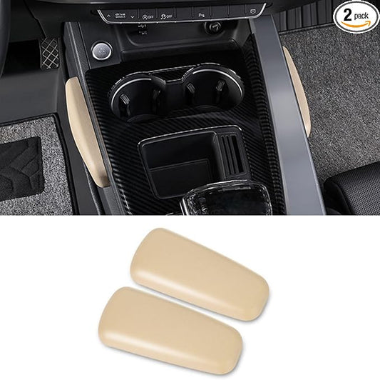Car Armrest Cushion, Soft Leather Universal Knee Leg Elbow Pad, Center Console Thigh Support Pillow, Comfort Armrest for Car Interior Accessories(Beige)