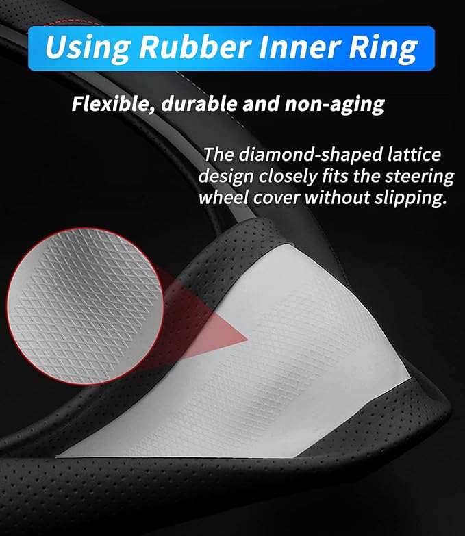 Custom-Fit Leather Car Steering Wheel Cover for Mitsubishi, C-Style, Non-Slip, Breathable