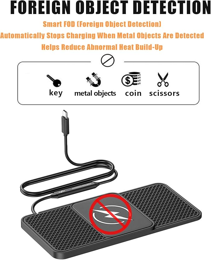 Wireless Car Phone Charger for Honda Pilot (YK1) 2016 – 2022, Type C/USB 20W Fast Charging Pad, Non-Slip Charging Station for Travel Home Office Desk, Lightweight,Type-C