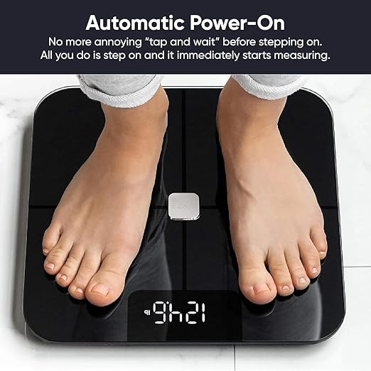 Wyze Smart Scale, Scale for Body Weight, Digital Bathroom Scale for Body Fat, BMI, and Heart Rate, Body Composition Analyzer with App, Batteries Included, Bluetooth, 400 lb, Black-New