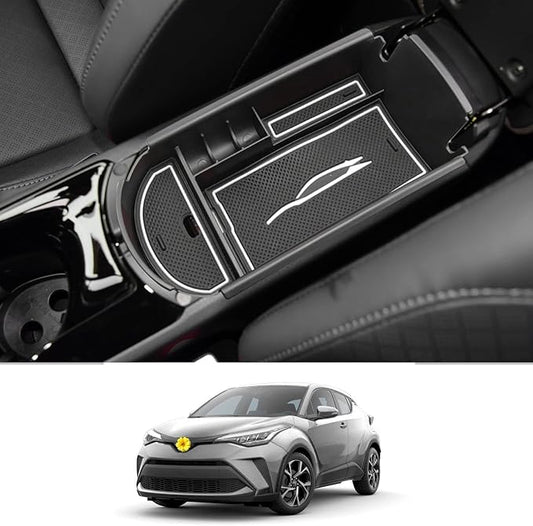 CDEFG Center Console Accessory Organizer Compatible with 2018 2019 2020 2021 2022 CHR C-HR, ABS Material Armrest Box Insert Tray (White)