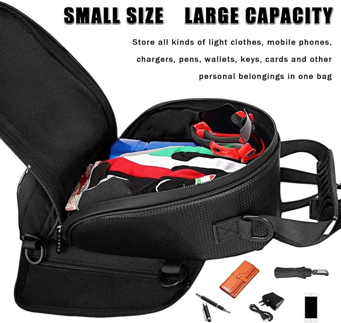 Motorcycle Tank Bag for Suzuki GSXR 750, Strong Magnetic Waterproof Oxford Black Motorbike Quick Release Pannier Bag