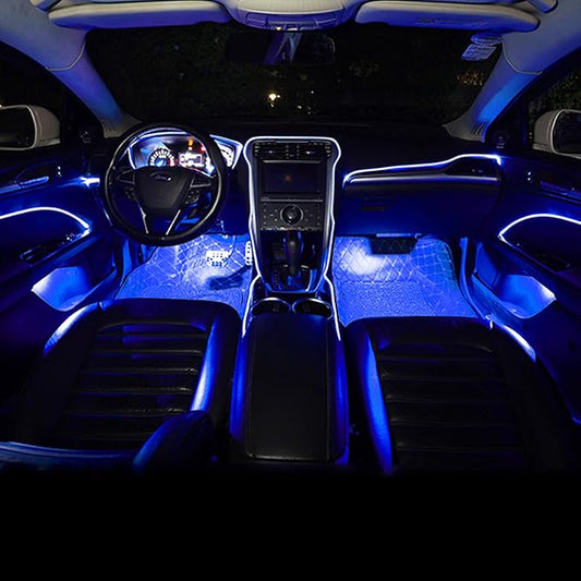 64 Colors Car Ambient Lighting Fiber Optic APP Control Multicoloured Music Car Atmosphere Decorative Lighting Kit 1W DC 12V-24V 5m