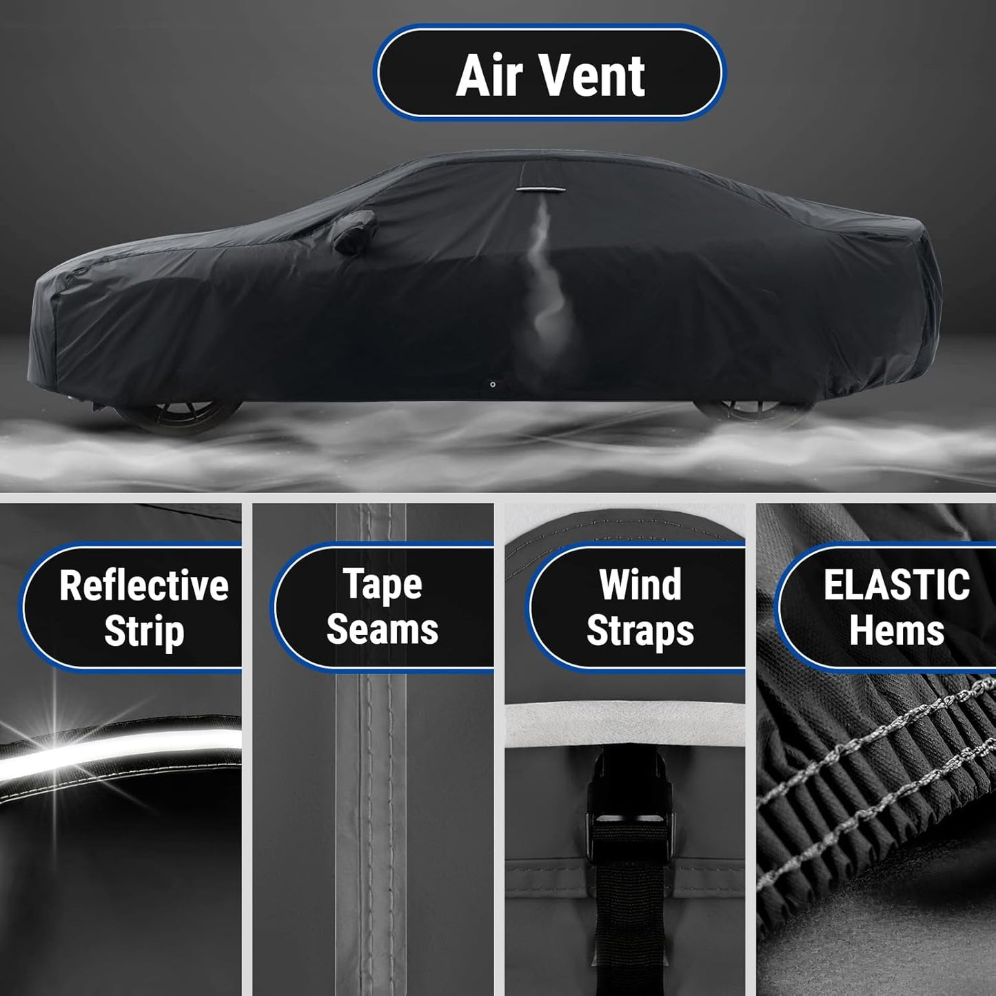 iCarCover Custom Car Cover for Pontiac 6000 Wagon (1984-1991) Waterproof All-Weather Rain Snow UV Sun Protector Full Exterior Indoor Outdoor Car Cover (Stripe - Black/Red)