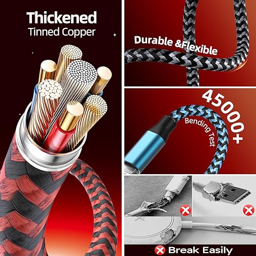Travel Essentials Dual Type-C Port 4 in 2 Multi Charging Cable for iWatch Charger/iPhone 17/IP, Cruise Vacation Camping Essentials 2026 for iWatch 11-2/Ultra,iPhone 17-8, GalaxyS26-S21,Car -2Pack,5FT