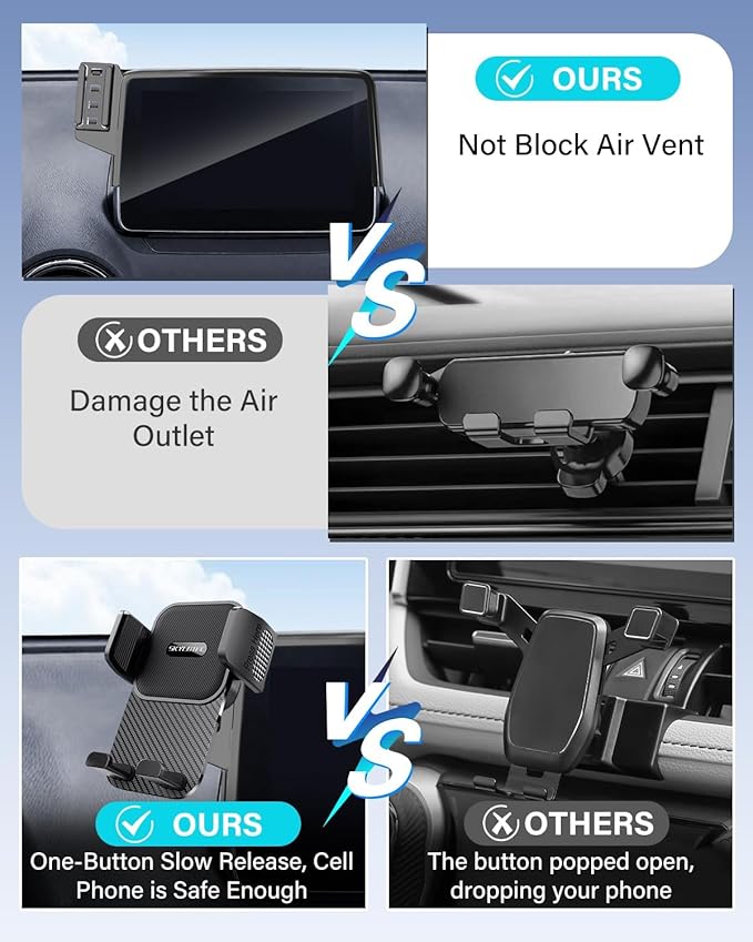 SKYLOTEC Phone Mount for Toyota Camry 2021 2022 2023 2024 Accessories 7-Inch Screen Fixed Clip, Automobile Cradles Car Phone Holder, Cell Phone Base Not Block Air Vent(No Fit 9-inch)