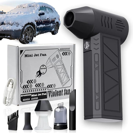 2026 Upgrade Pro LED Turbo Blower, 130,000 RPM Mini Turbo Snow Blower for Car, Handheld Electric Air Blower with Vacuum Kit, 3-Speed & Fast Snow, Portable Snow Remover Tool for Car & Home Use (1Set)