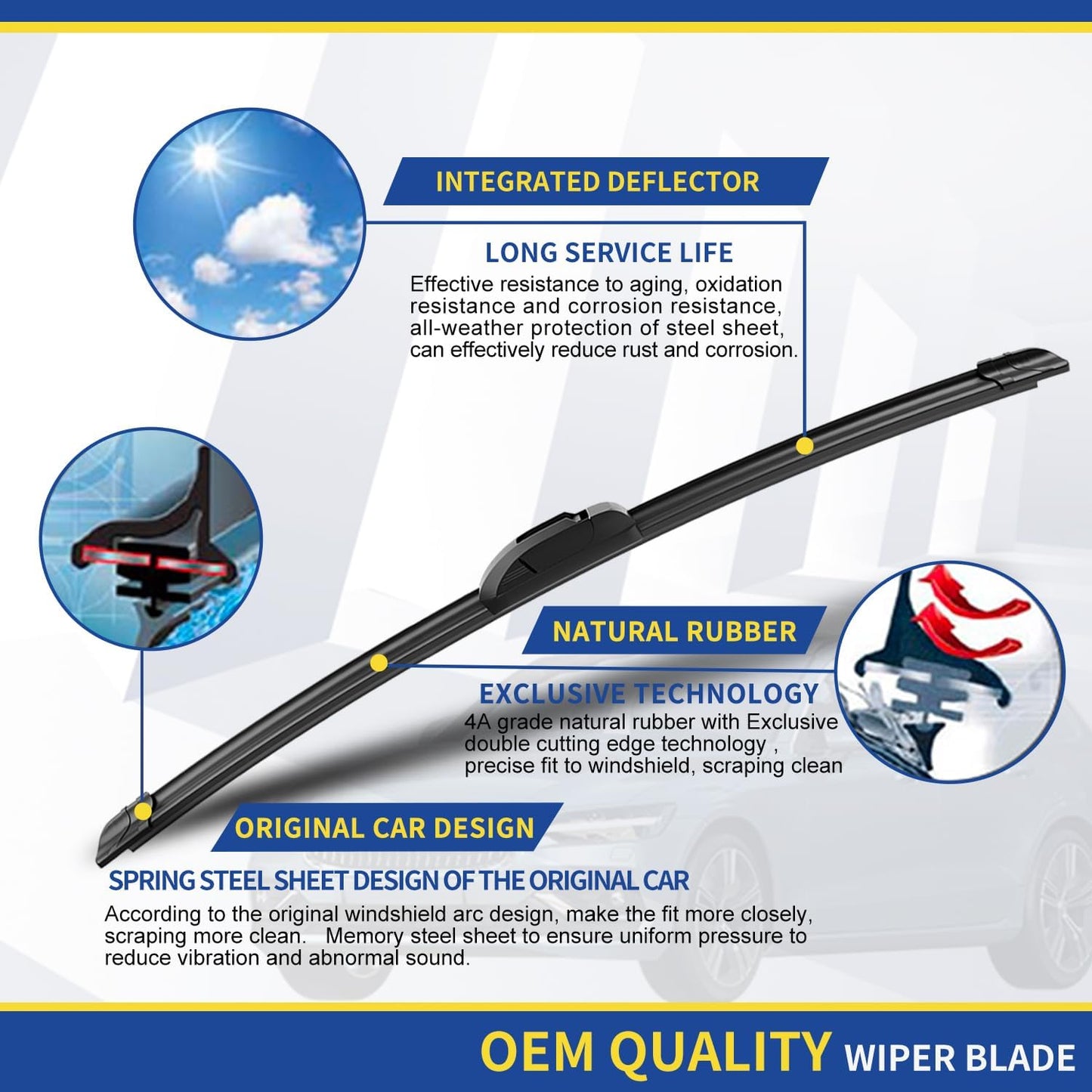 3 wipers Replacement for 2014 2015 2016 2017 2018 BMW X5, Windshield Wiper Blades Original Equipment Replacement - 24"/20"/12" (Set of 3) U/J HOOK