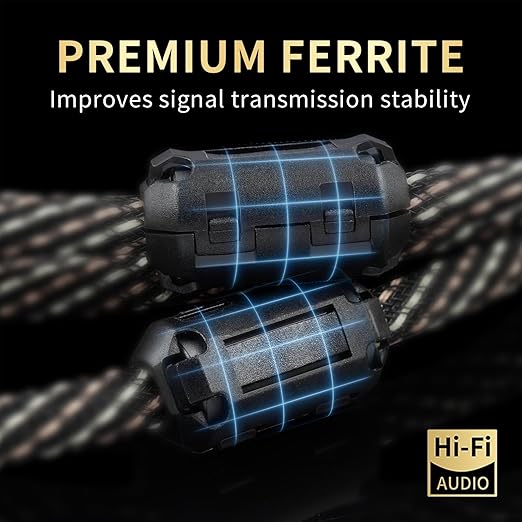 Audiophile HiFi Audio Cable–3.5mm to 3.5mm, 6N OFC Core, 24K Gold-Plated Plugs