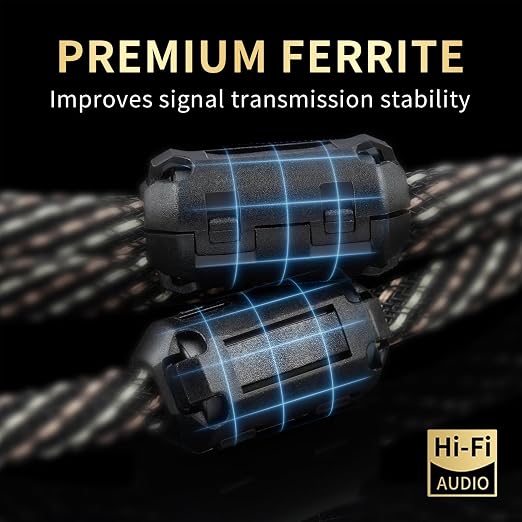 Audiophile HiFi Audio Cable–3.5mm to 3.5mm, 6N OFC Core, 24K Gold-Plated Plugs