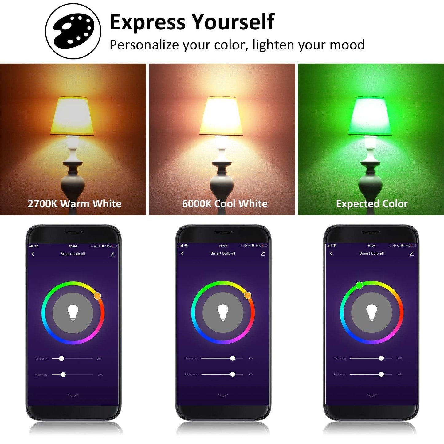 Smart LED Light Bulbs 150W Equivalent, 1600LM 16W Alexa Light Bulbs, A19 E26 Ultra Bright Color Changing Light Bulbs, 2.4 GHz WiFi Dimmable Light Bulbs Compatible with Alexa, Google 4 Packs(Upgrated)